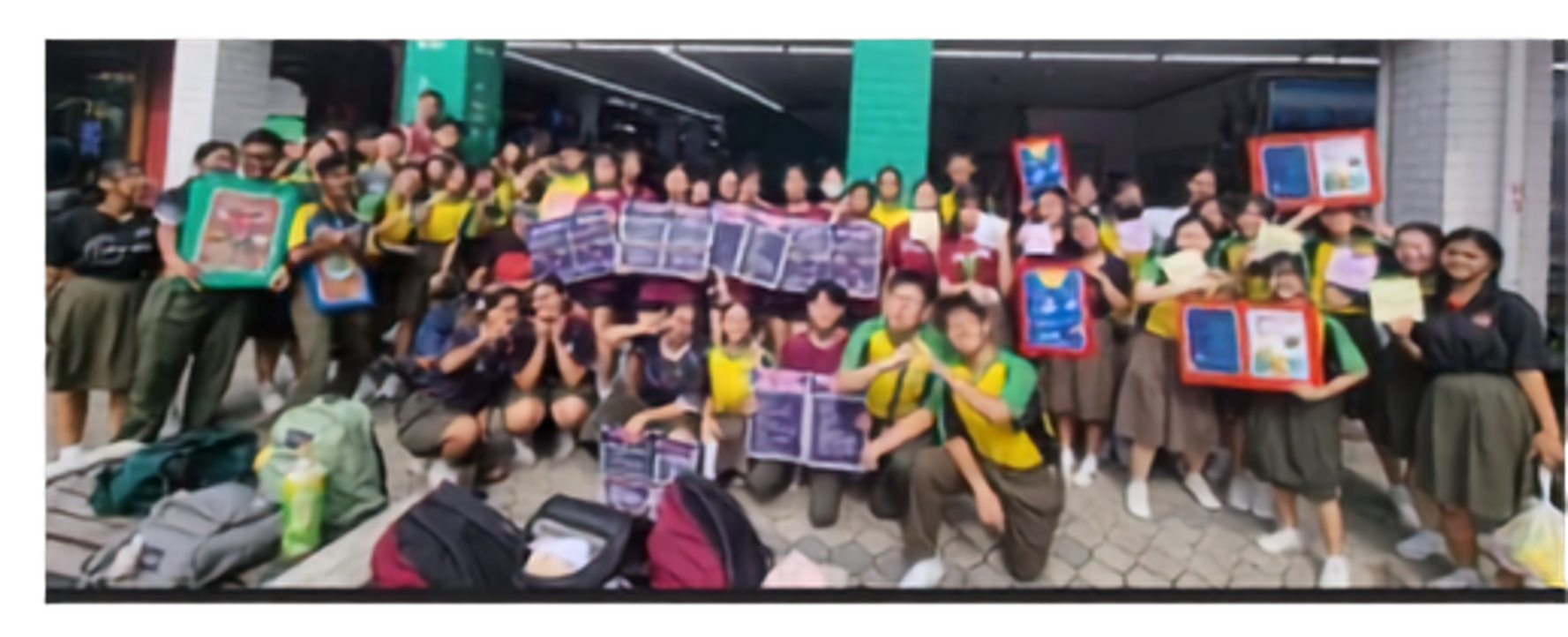 Secondary 4 Students advocating against E-Commerce Scams to the Public at Khatib Square.